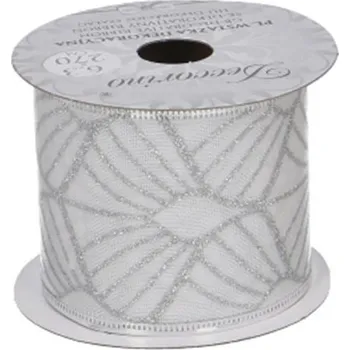 Stuha Ozdobná dekorativní stuha bílo stříbrná pavučina 6x270cm IDDRZEX05705