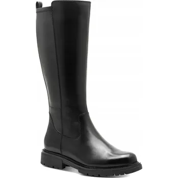 Dámské kozačky Dámské kožené boty Jana 8-25702-45 001 BLACK černé KŮŽE VEL. .38