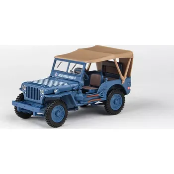 Dětské zboží Abrex Cararama 1:43 - 1/4 Ton Military Vehicle Soft Top - Blue With Sandy Soft Top