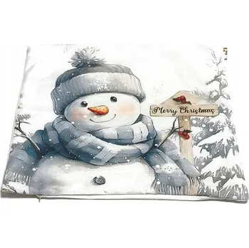 Povlečení POVLEČENÍ NA OKRASNÝ POLŠTÁŘEK 43 x 43 cm VÁNOČNÍ MOTIV SNĚHULÁK