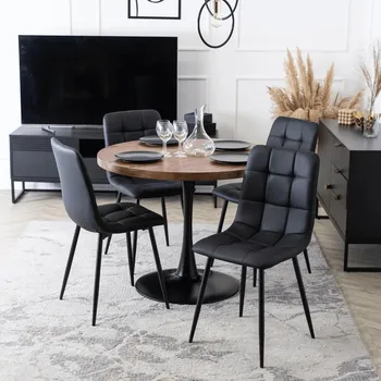 Jídelní stůl MOB Jídelní stůl Mebel Elite Luchan (dub rustikal + černá) (pro 4 osoby)