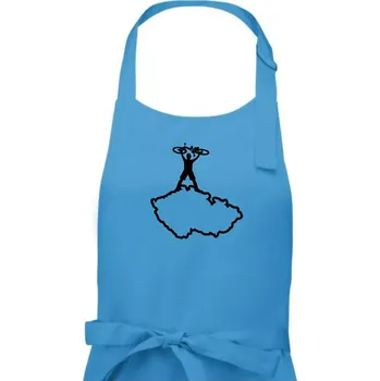 Kuchyňská zástěra Mapa ČR - cyklista na prsou - Pánská zástěra na vaření - Univerzální velikost ( Světlý tyrkys )
