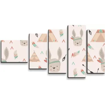 Obraz Sablio Obraz - 5-dílný Indiánský zajíček - 100x60 cm