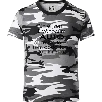 Chlapecké oblečení Chtěl jsem k Vánocům auto - Dětské maskáčové triko - 122 cm/6 let ( Šedý maskáč )