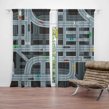 Závěs Sablio Závěs Dětská autodráha: 2ks 140x250cm