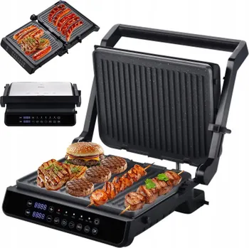 Kuchyňský gril ELEKTRICKÝ GRIL OPIÉKAČ ROZKLÁDACÍ TOUSTOVAČ SENDVIČOVAČ PANINI DIGITÁLNÍ 2500W
