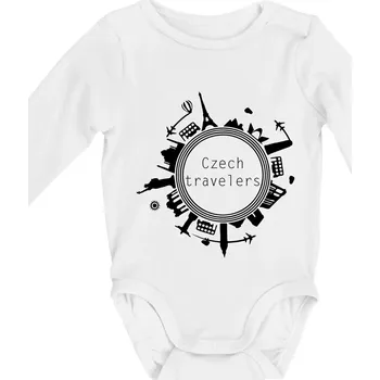 Czech Travelers jednobarevný - Body kojenecké s dlouhým rukávem - Dlouhý r. 3-6 měs ( Bílá )