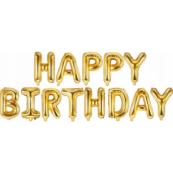 Balónek Balónky Partydeco Happy Birthday 50 kusů zlaté