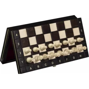 Šachy Malé černé magnetické šachy kompaktní školní cestovní 27x27cm