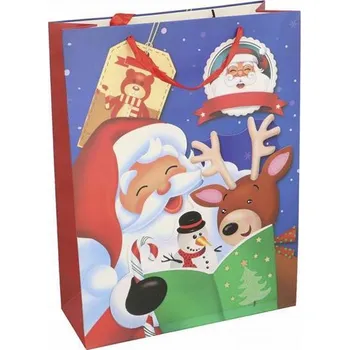 Dárková taška Dárková vánoční taška motiv Santa, Sob a Sněhulák 30x40x12cm IDDRZEX05091
