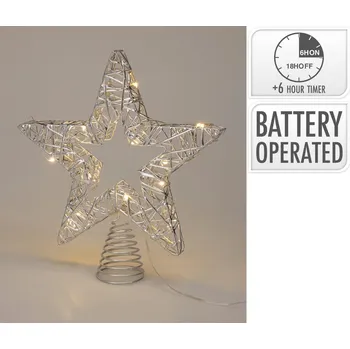 Vánoční dekorace Plastimex Špička na stromek LED Hvězda 28 cm stříbrná