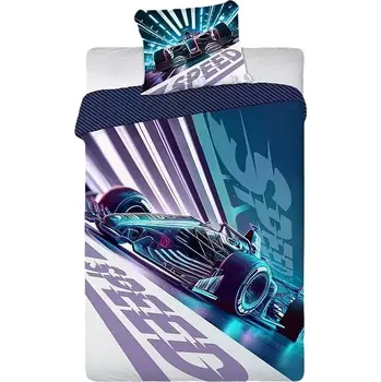 Povlečení Faro Formule Speed bavlna 140 x 200, 70 x 90 cm zipový uzávěr