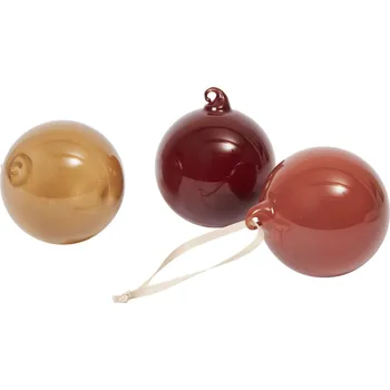 Vánoční ozdoba FERM LIVING Skleněné ozdoby Glass Baubles, Medium, Roseate Opaque, sada 3 kusů
