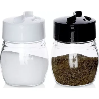 Kořenka Skleněná solnička a pepřenka, sada 2 ks, 75 ml, uzavíratelné víčko