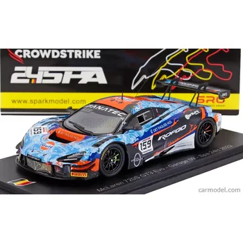 autíčko Spark-model Mclaren 720s Gt3 Evo Team Garage59 N 159 24h Spa 2023 M.kirchhofer - B.goethe - N.kjaergaard 1:43 Světle Modrá Oranžová