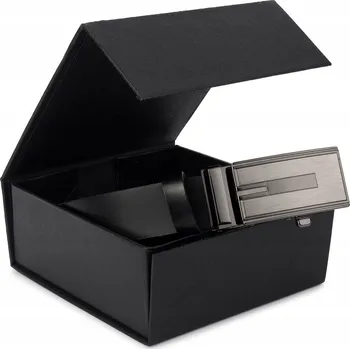 Opasek KOŽENÝ OPASEK PÁNSKÝ ČERNÝ KE KALHOTÁM SPOLEČENSKÝ STŘÍBRNÁ PŘEZKA 125 AUTOMATICKÝ