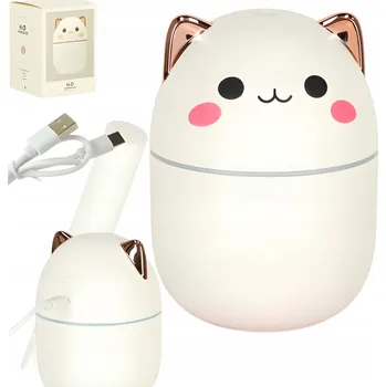 Zvlhčovač vzduchu ZVHLČOVAČ VZDUCHU DIFUZÉR LED KOČKA USB AROMATERAPIE OSVĚŽOVAČ BÍLÝ