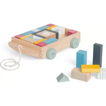Hračka Bigjigs Toys Vozík s dřevěnými kostkami - poškozený obal