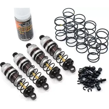 RC náhradní díl Yeah Racing Set tlumičů 60mm pro 1/10 RC OFFROAD CAR TAMIYA GF01 WR02 KYOSHO BEETLE, stříbrné, 4ks