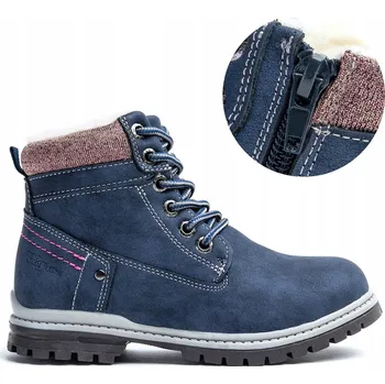 Dámská zimní obuv Dívčí zateplené farmářky kotníkové boty s kožíškem elegantní ZIP Wojtyłko