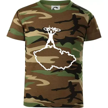 Chlapecké tričko Mapa ČR - cyklista na prsou - Dětské maskáčové triko - 146 cm/10 let ( Hnědý maskáč )