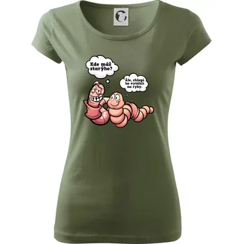 Dámské tričko Žížaly na rybách - Dámské triko Pure - XS ( Khaki )