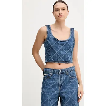 Džínový top Calvin Klein Jeans tmavomodrá barva, LV047D708G 59J, vel. M