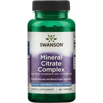 Swanson Multi Minerály Vápník Hořčík Draslík Zinek Komplex Citrátů 60 kapslí