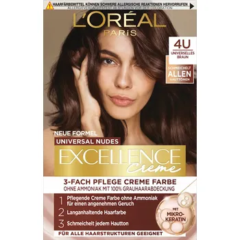 Barva na vlasy LOREAL Excellence Nude barva na vlasy středně hnědá 4U