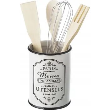 RUSTIKÁLNÍ KUCHYŇSKÉ NÁČINÍ V NÁDOBĚ ŠLEHACÍ METLA LŽÍCE ŠPACHTLE DO KUCHYNĚ