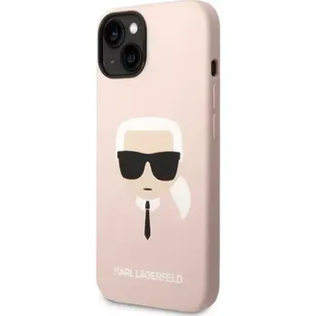 Pouzdro na mobilní telefon Karl Lagerfeld MagSafe Kompatibilní Kryt Liquid Silicone Karl Head pro Apple iPhone 14 růžová (3666339078034)