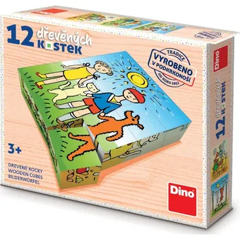 Hračka PEJSEK A KOČIČKA 12 Dřevěné kostky