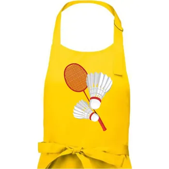 Kuchyňská zástěra Badminton - pálka a košík - Dámská zástěra na vaření - Univerzální velikost ( Žlutá )