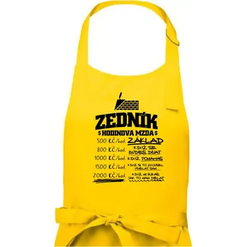 Kuchyňská zástěra Hodinová mzda zedník - Pánská zástěra na vaření - Univerzální velikost ( Žlutá )