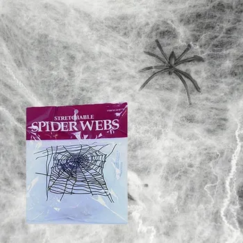 Party dekorace Pavučina s pavouky Strašidelná BÍLÁ dekorace na stůl POZADÍ Halloween