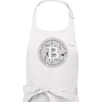 Kuchyňská zástěra Bitcoin tištěný spoj - Pánská zástěra na vaření - Univerzální velikost ( Bílá )