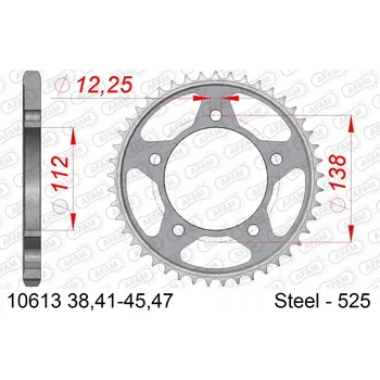 Nářadí na motocykly Ocelové zadní kolo řetězové Afam 10613 41 zubů, rozměr 525