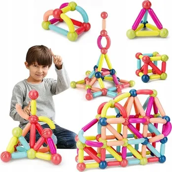 ostatní stavebnice STAVEBNICE EDUKAČNÍ TYČKY VELKÉ XXL 64ks MAGNETICKÉ STAVEBNICE