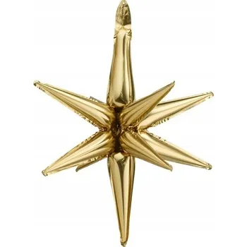 Fóliový balónek Hvězda 3D, 70 cm, zlatý