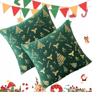 Polštář 2 x VÁNOČNÍ POVLEČENÍ NA POLŠTÁŘE 40x40 DEKORAČNÍ