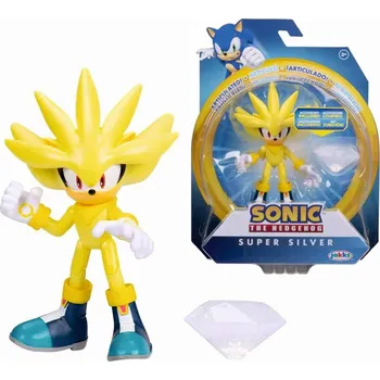 SONIC THE HEDGEHOG Figurka 10 cm SUPER SILVER + KŘIŠŤÁL od JAKKS Věk 3+ let