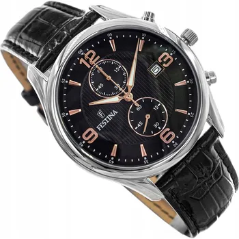 Hodinky Festina Pánské hodinky s chronografem, quartz strojek, kožený řemínek F6855/7