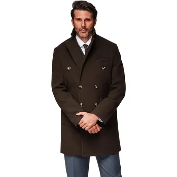 Pánský zimní kabát Ombre pánský kabát hnědý klasický do půli stehen OM-COWC-0137 velikost L