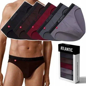 Slipy Pánské slipy 5-BALENÍ Sportovní bavlněné Slipy ATLANTIC 5SMP-004 - XL