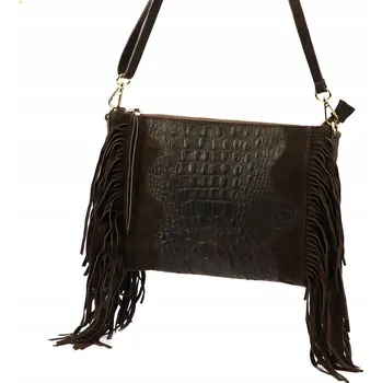 Kabelka Vera Pelle kabelka, kožená kabelka přes rameno z přírodní semišové kůže, hnědá