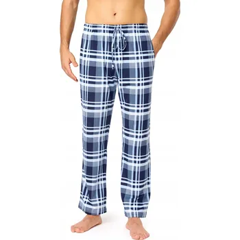 Pánské pyžamo Pánské pyžamové kalhoty Pánské pyžamo BAVLNA Dlouhé Kapsy Modrá 3XL