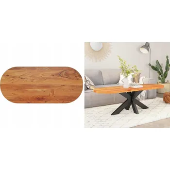 Konferenční stolek 110x50x2 cm, Deska stolu, masivní akáciové dřevo, oválná, 5 cm