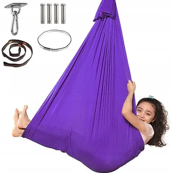 Zahradní houpačka SENZORICKÁ TERAPEUTICKÁ HOUPAČKA PRO DĚTI 280x150cm 100kg fialová