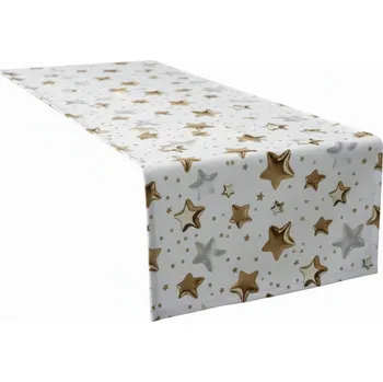 ubrus VÁNOČNÍ BĚHOUN VODĚODOLNÝ NA STŮL ZLATÉ HVĚZDIČKY 40x140 cm