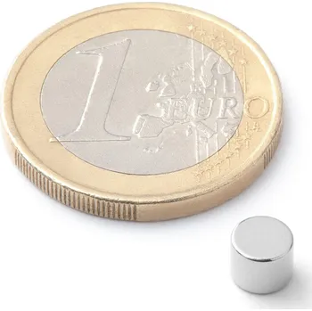 Dekorativní magnet Neodymový magnet kotouč Ø&nbsp;5&nbsp;mm, v.&nbsp;4&nbsp;mm, do&nbsp;150&nbsp;°C, síla 730&nbsp;g